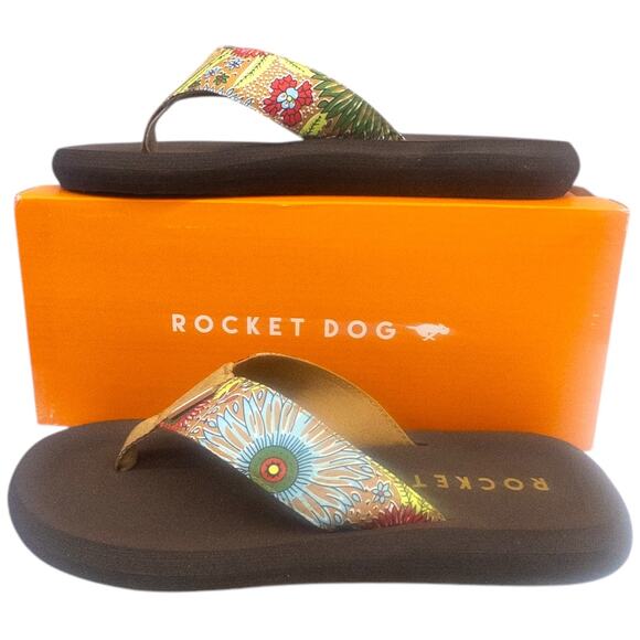 Rocket Dog Spotlight Platform Flip Flop Tropical Floral Women's Size 10 - Picture 2 of 6